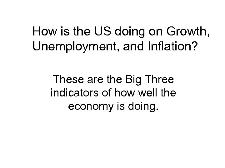 How is the US doing on Growth, Unemployment, and Inflation? These are the Big