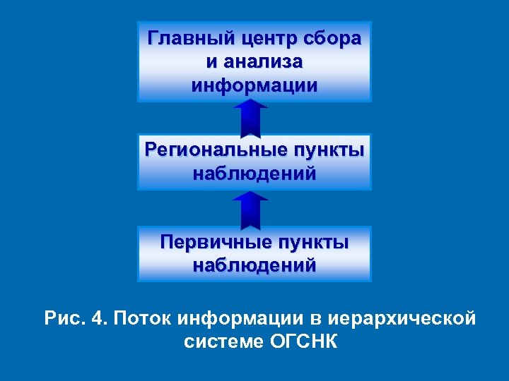 Главный центр сбора и анализа информации Региональные пункты наблюдений Первичные пункты наблюдений Рис. 4.