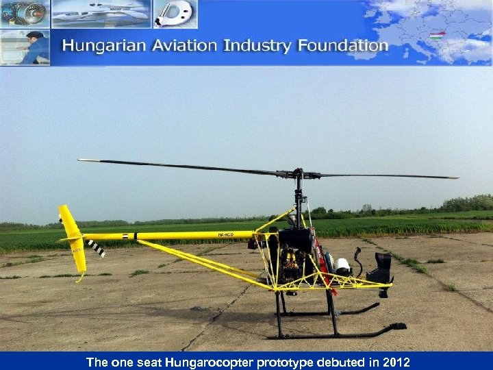 The one seat Hungarocopter prototype debuted in 2012 