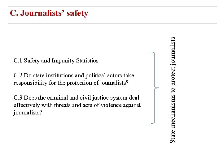 C. 1 Safety and Impunity Statistics C. 2 Do state institutions and political actors
