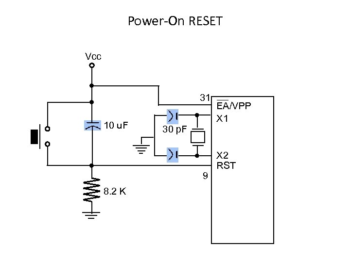 Power-On RESET Vcc 31 10 u. F 30 p. F 9 8. 2 K