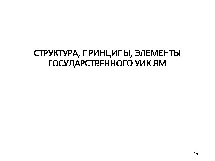 СТРУКТУРА, ПРИНЦИПЫ, ЭЛЕМЕНТЫ ГОСУДАРСТВЕННОГО УИК ЯМ 45 