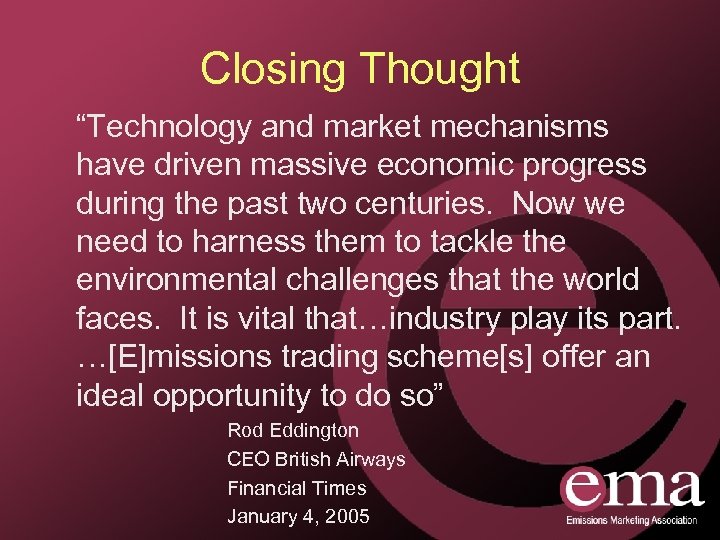 Closing Thought “Technology and market mechanisms have driven massive economic progress during the past
