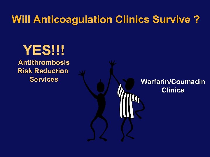 Will Anticoagulation Clinics Survive ? YES!!! Antithrombosis Risk Reduction Services Warfarin/Coumadin Clinics 