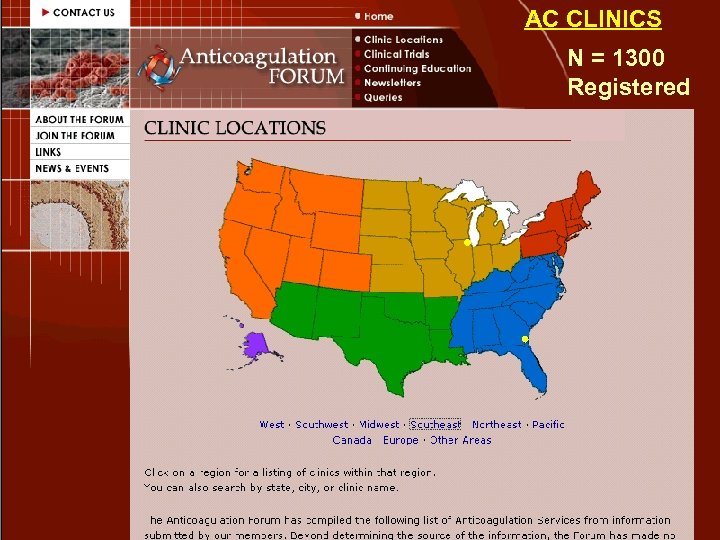 AC CLINICS N = 1300 Registered 