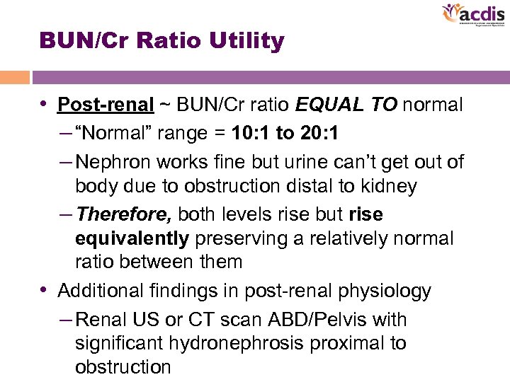 buncreat ratio normal range