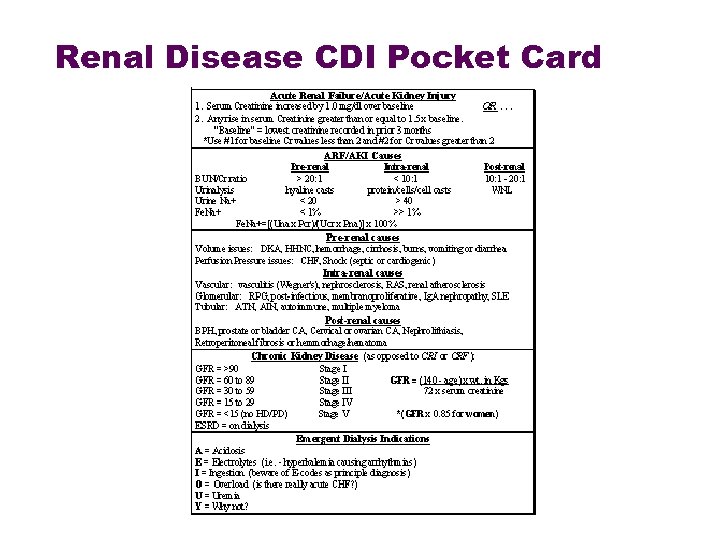 Renal Disease CDI Pocket Card 