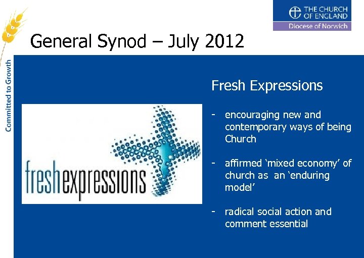 General Synod – July 2012 Fresh Expressions - encouraging new and contemporary ways of