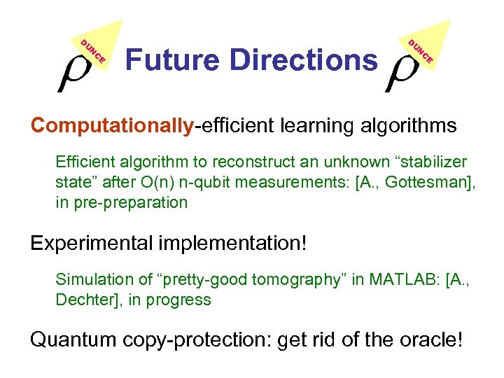  D U N C E Future Directions D U N C E Computationally-efficient