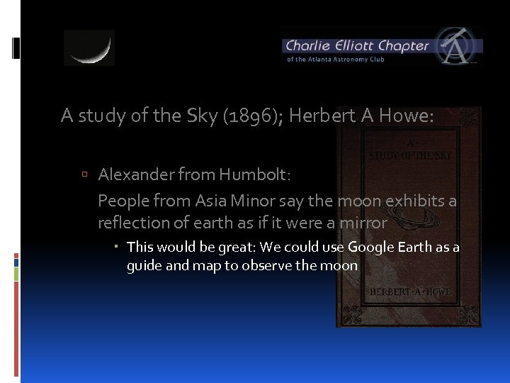 A study of the Sky (1896); Herbert A Howe: Alexander from Humbolt: People from
