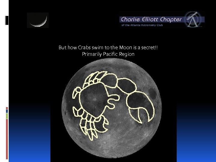 But how Crabs swim to the Moon is a secret!! Primarily Pacific Region 
