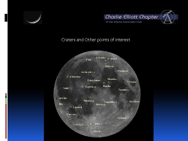Craters and Other points of interest 