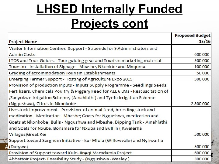 LHSED Internally Funded Projects cont 