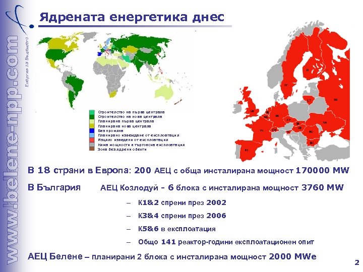 Енергия за Бъдещето Ядрената енергетика днес Строителство на първа централа Строителство на нова централа