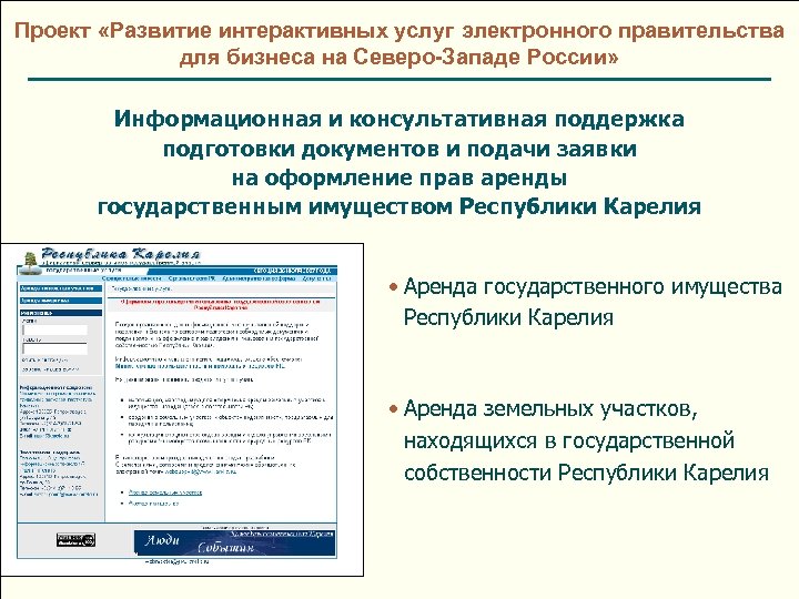 Проект «Развитие интерактивных услуг электронного правительства для бизнеса на Северо-Западе России» Информационная и консультативная
