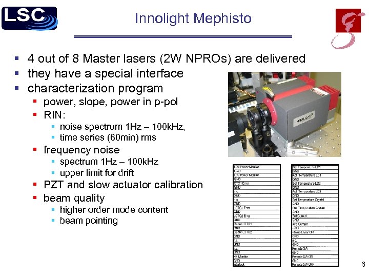 Innolight Mephisto § 4 out of 8 Master lasers (2 W NPROs) are delivered