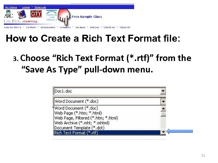 How to Create a Rich Text Format file: 3. Choose “Rich Text Format (*.