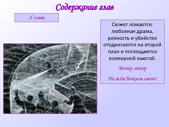 Содержание глав X глава Сюжет ломается: любовная драма, ревность и убийство отодвигаются на второй