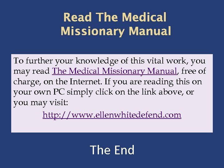 Read The Medical Missionary Manual To further your knowledge of this vital work, you