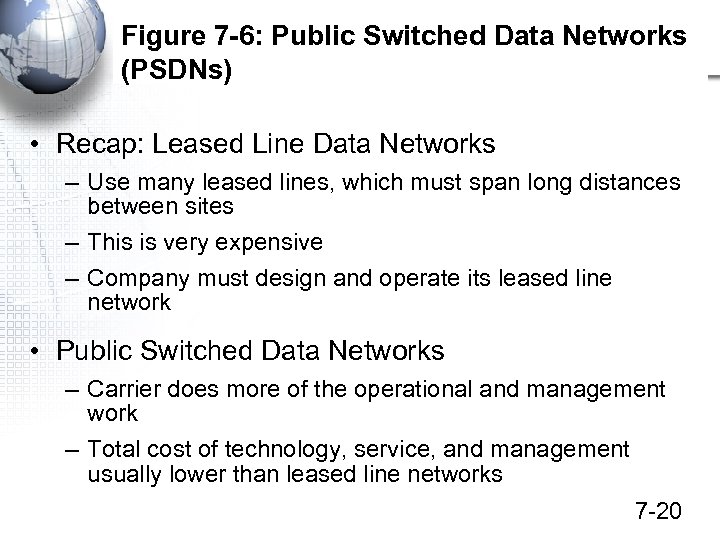 Figure 7 -6: Public Switched Data Networks (PSDNs) • Recap: Leased Line Data Networks
