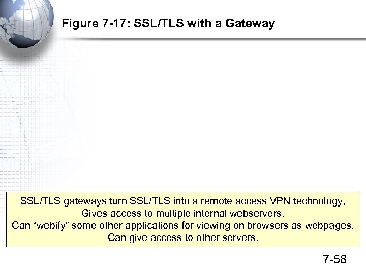 Figure 7 -17: SSL/TLS with a Gateway SSL/TLS gateways turn SSL/TLS into a remote