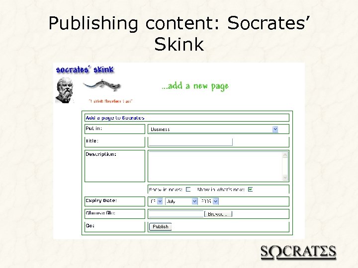 Publishing content: Socrates’ Skink 