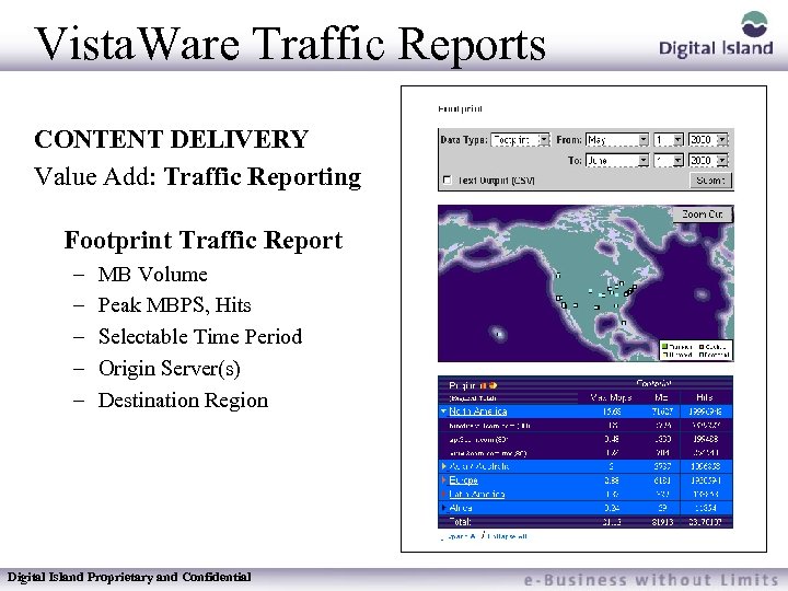 Vista. Ware Traffic Reports CONTENT DELIVERY Value Add: Traffic Reporting Footprint Traffic Report –