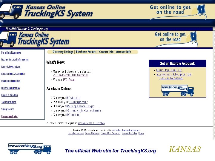 The official Web site for Trucking. KS. org KANSAS 