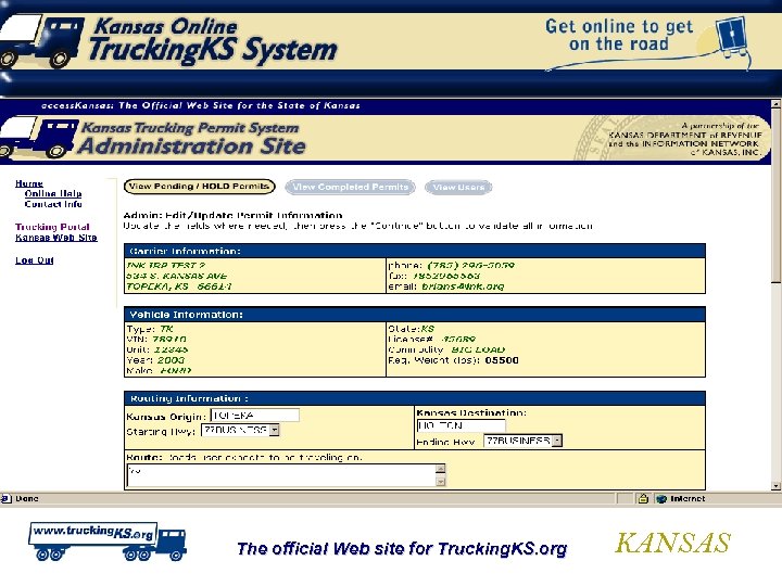 The official Web site for Trucking. KS. org KANSAS 