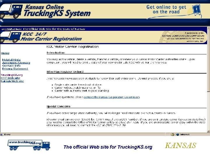 The official Web site for Trucking. KS. org KANSAS 