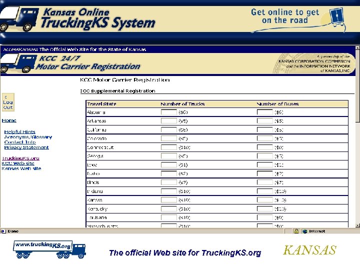 The official Web site for Trucking. KS. org KANSAS 