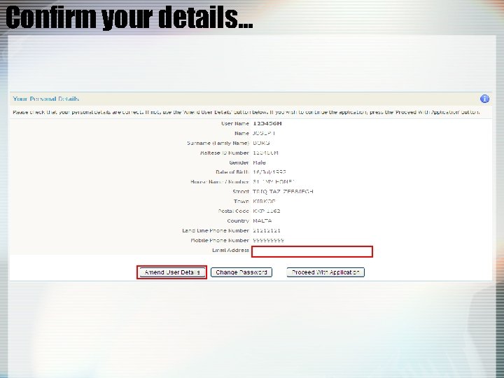 Confirm your details… 