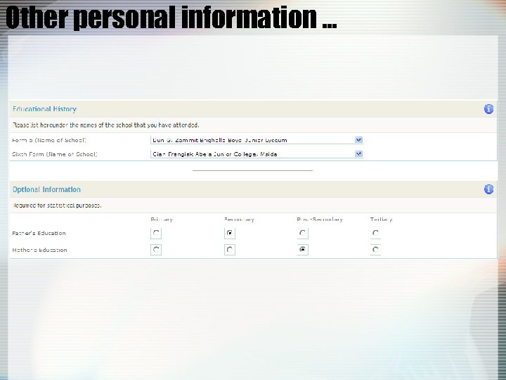 Other personal information … 