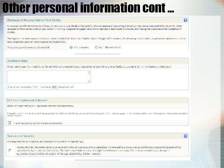 Other personal information cont … 