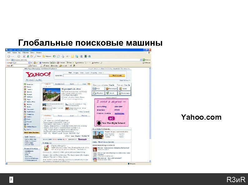 Глобальные поисковые машины Yahoo. com 3 3 R 3 и. R 