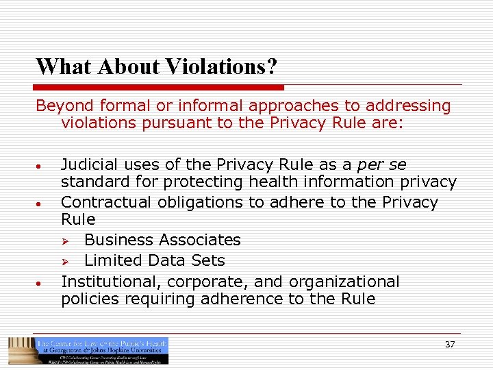 What About Violations? Beyond formal or informal approaches to addressing violations pursuant to the