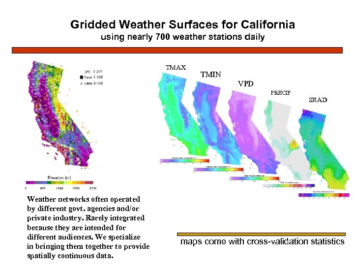 Gridded Weather Surfaces for California using nearly 700 weather stations daily TMAX TMIN VPD