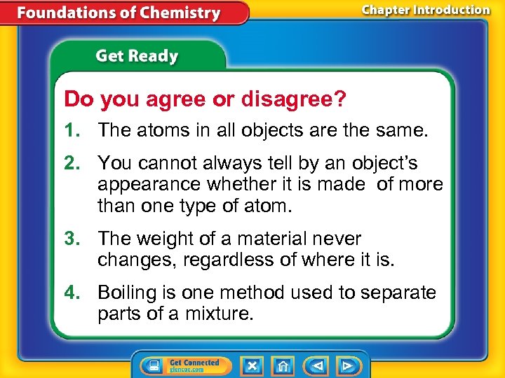 Do you agree or disagree? 1. The atoms in all objects are the same.