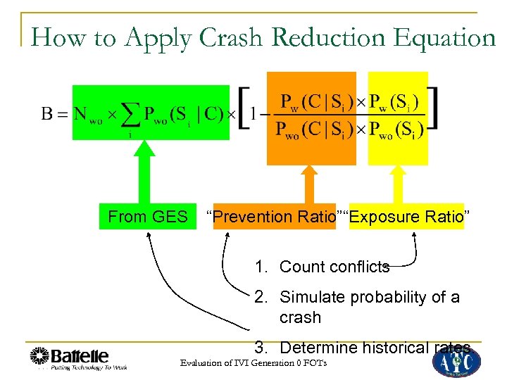 How to Apply Crash Reduction Equation From GES “Prevention Ratio”“Exposure Ratio” 1. Count conflicts