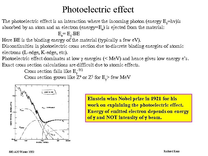 Photoelectric effect The photoelectric effect is an interaction where the incoming photon (energy Eg=hv)is