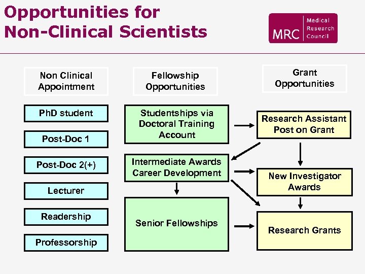 Opportunities for Non-Clinical Scientists Non Clinical Appointment Fellowship Opportunities Grant Opportunities Ph. D student