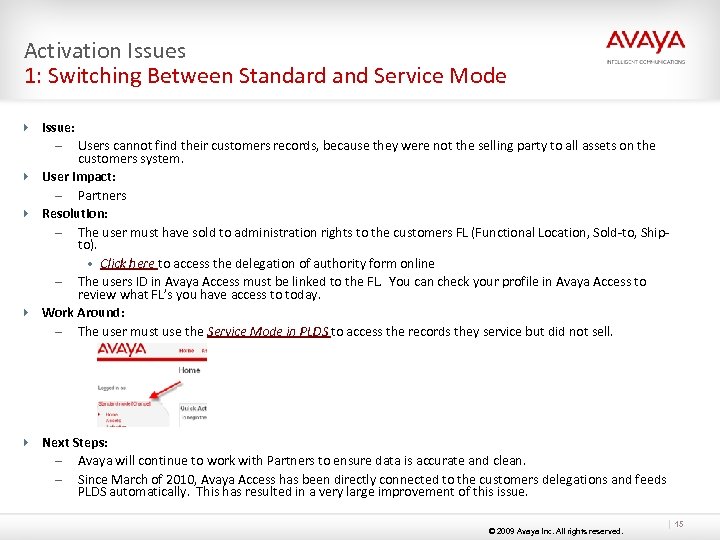 Activation Issues 1: Switching Between Standard and Service Mode 4 Issue: – Users cannot