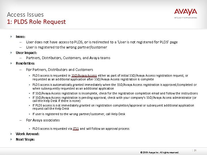 Access Issues 1: PLDS Role Request 4 Issue: – User does not have access