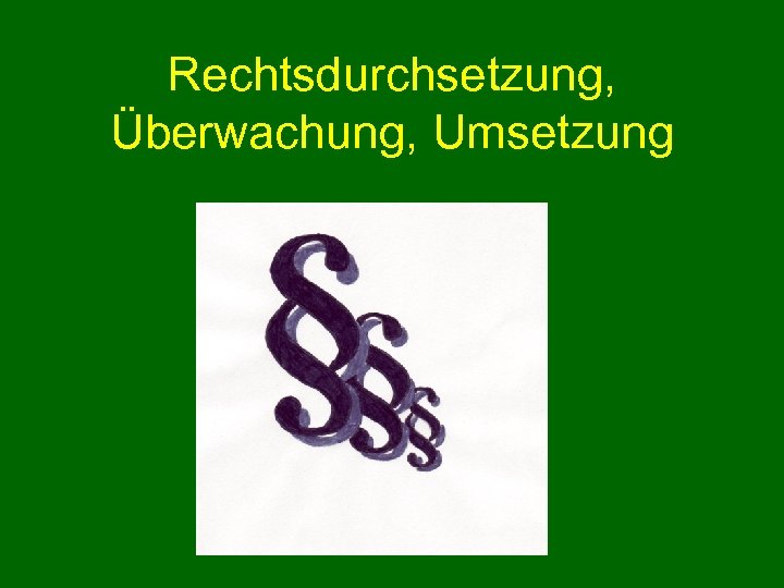 Rechtsdurchsetzung, Überwachung, Umsetzung 