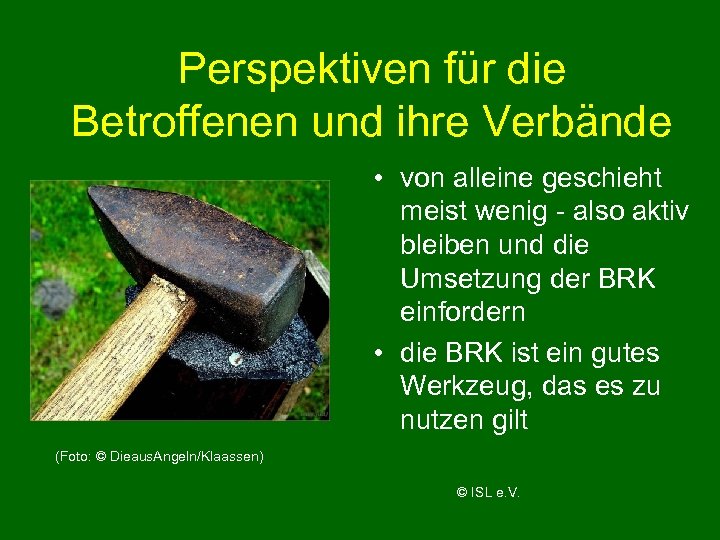 Perspektiven für die Betroffenen und ihre Verbände • von alleine geschieht meist wenig -