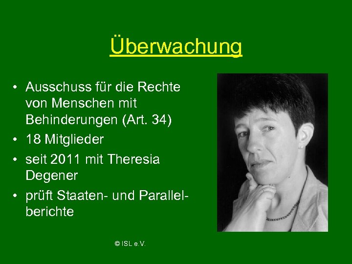 Überwachung • Ausschuss für die Rechte von Menschen mit Behinderungen (Art. 34) • 18