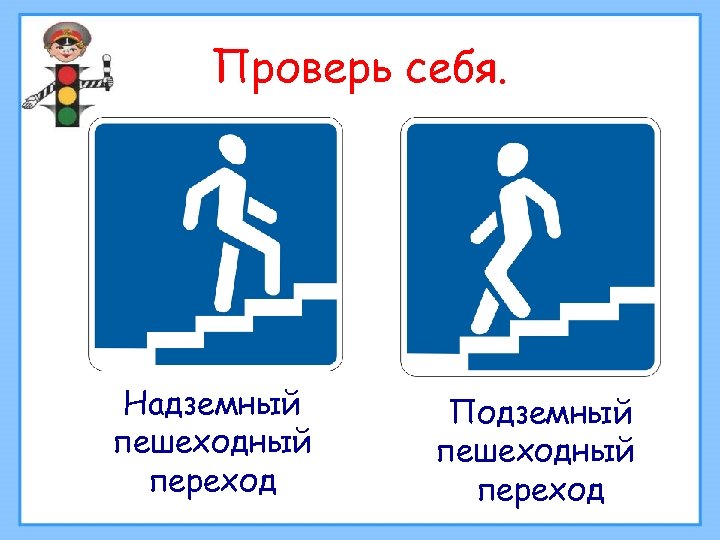Проверь себя. Надземный пешеходный переход Подземный пешеходный переход 