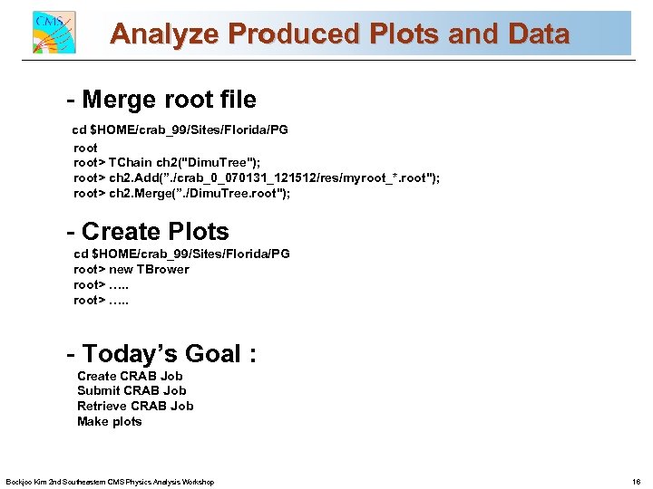 Analyze Produced Plots and Data CMS Commissioning and First Data - Merge root file