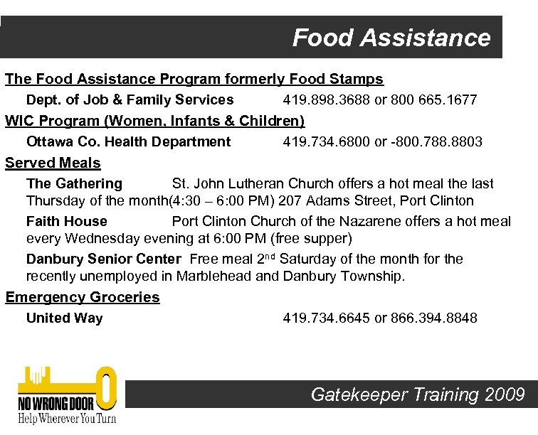 Food Assistance The Food Assistance Program formerly Food Stamps Dept. of Job & Family