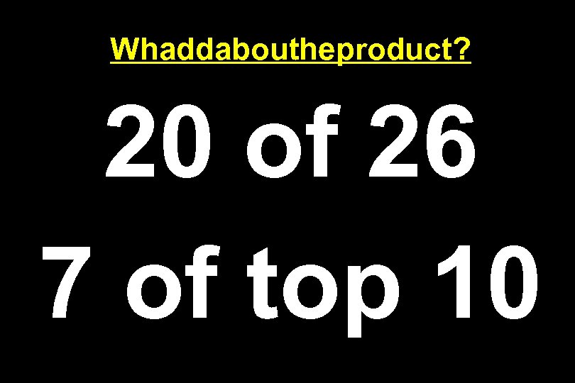 Whaddaboutheproduct? 20 of 26 7 of top 10 